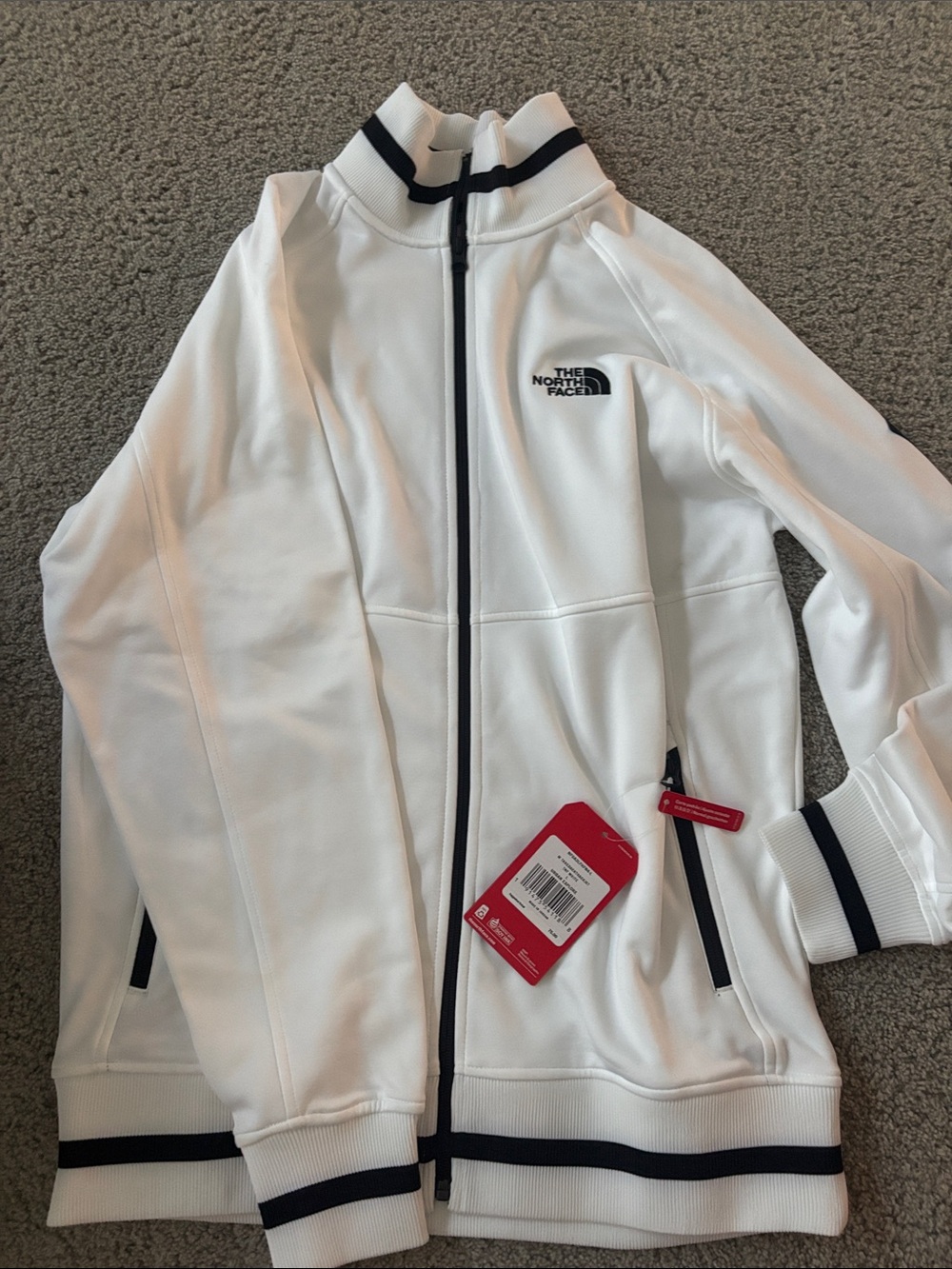 The North Face White Bomber Jacket with Black Trim